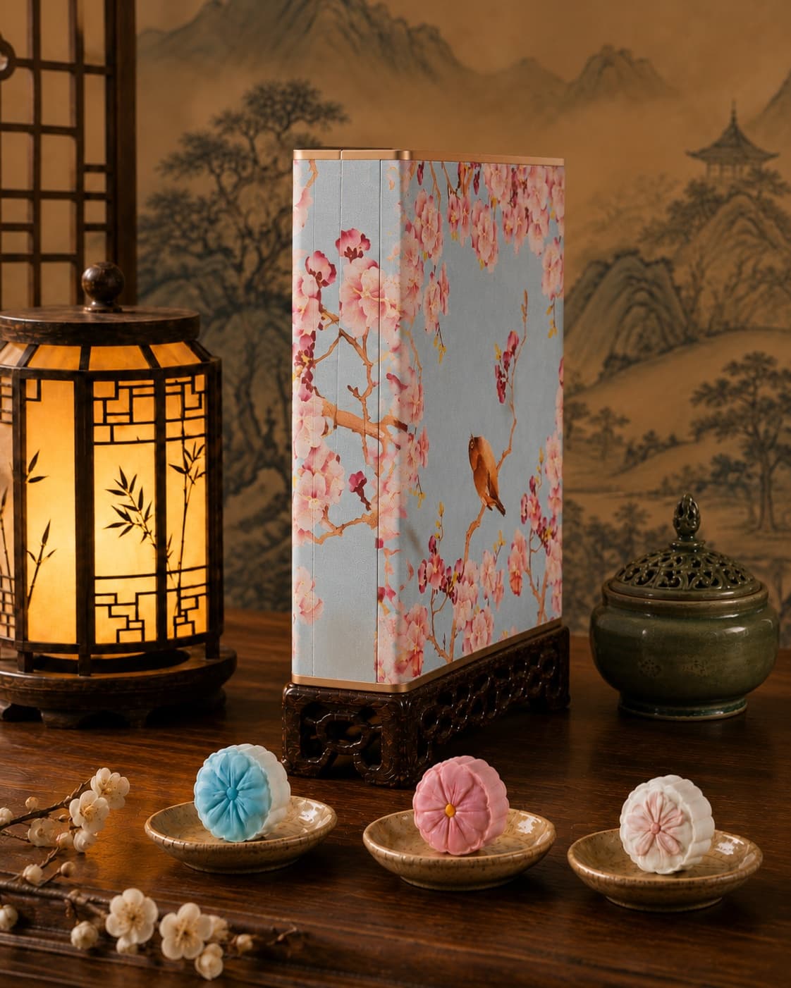 Cherry Blossom Moon Cake Gift Tin, left side