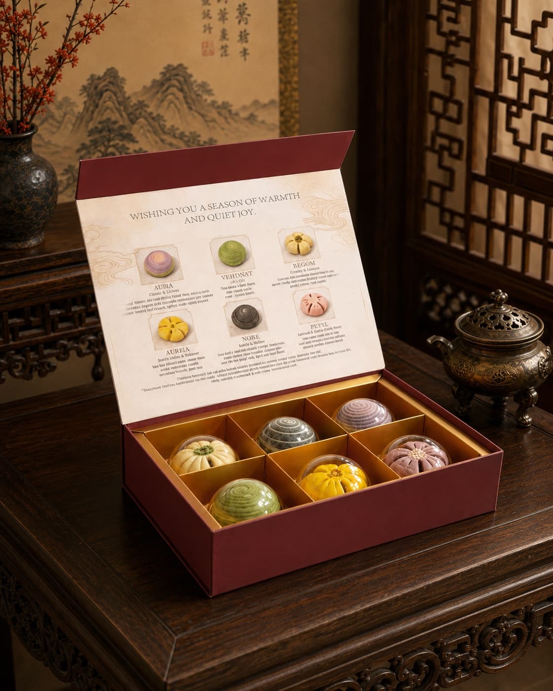 Signature Moon Cake Gift Box, front-left three-quarter view