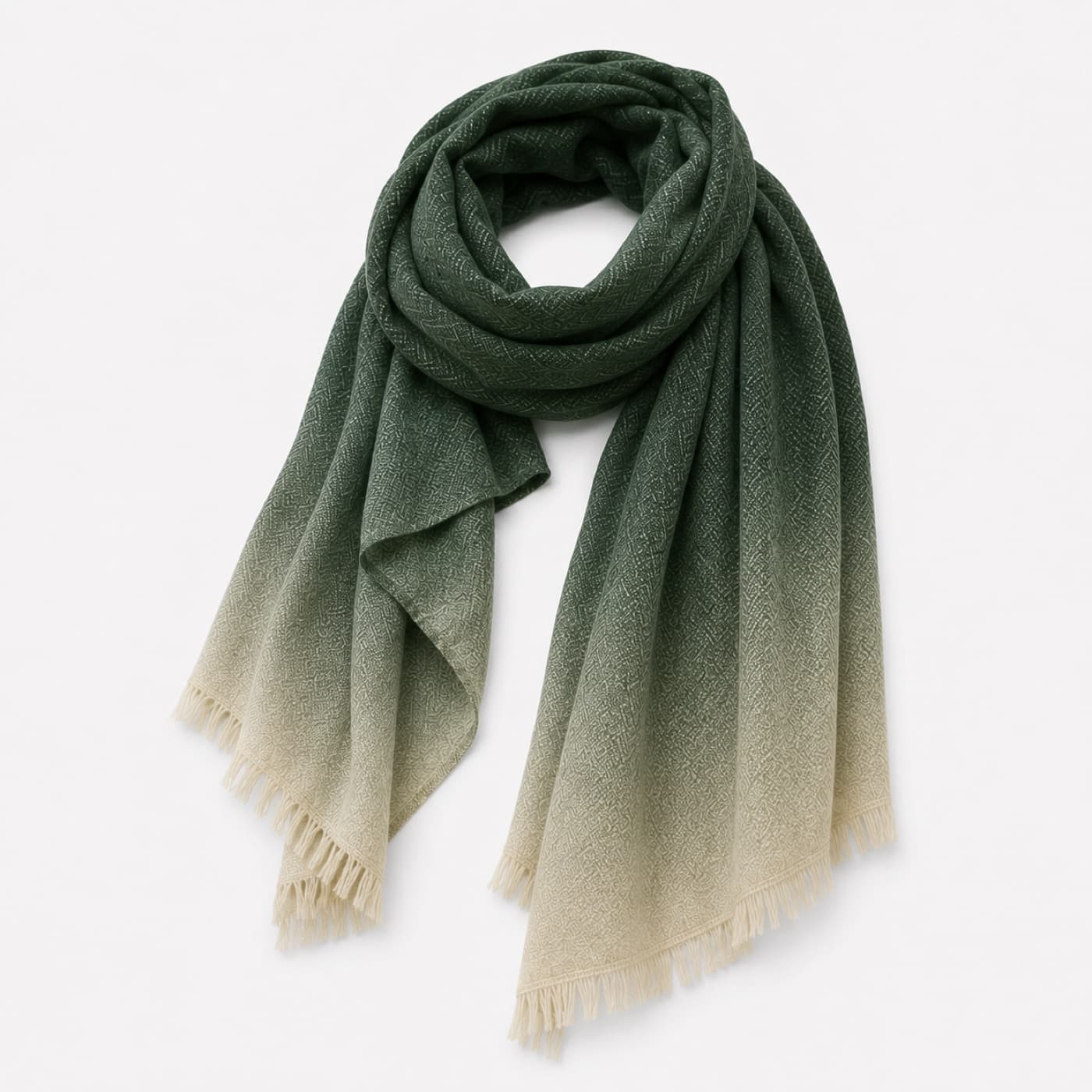 Forest Green Ombre Scarf, rolled view