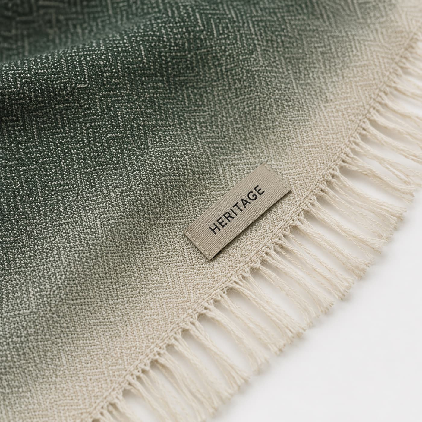 Forest Green Ombre Scarf, brand tag detail