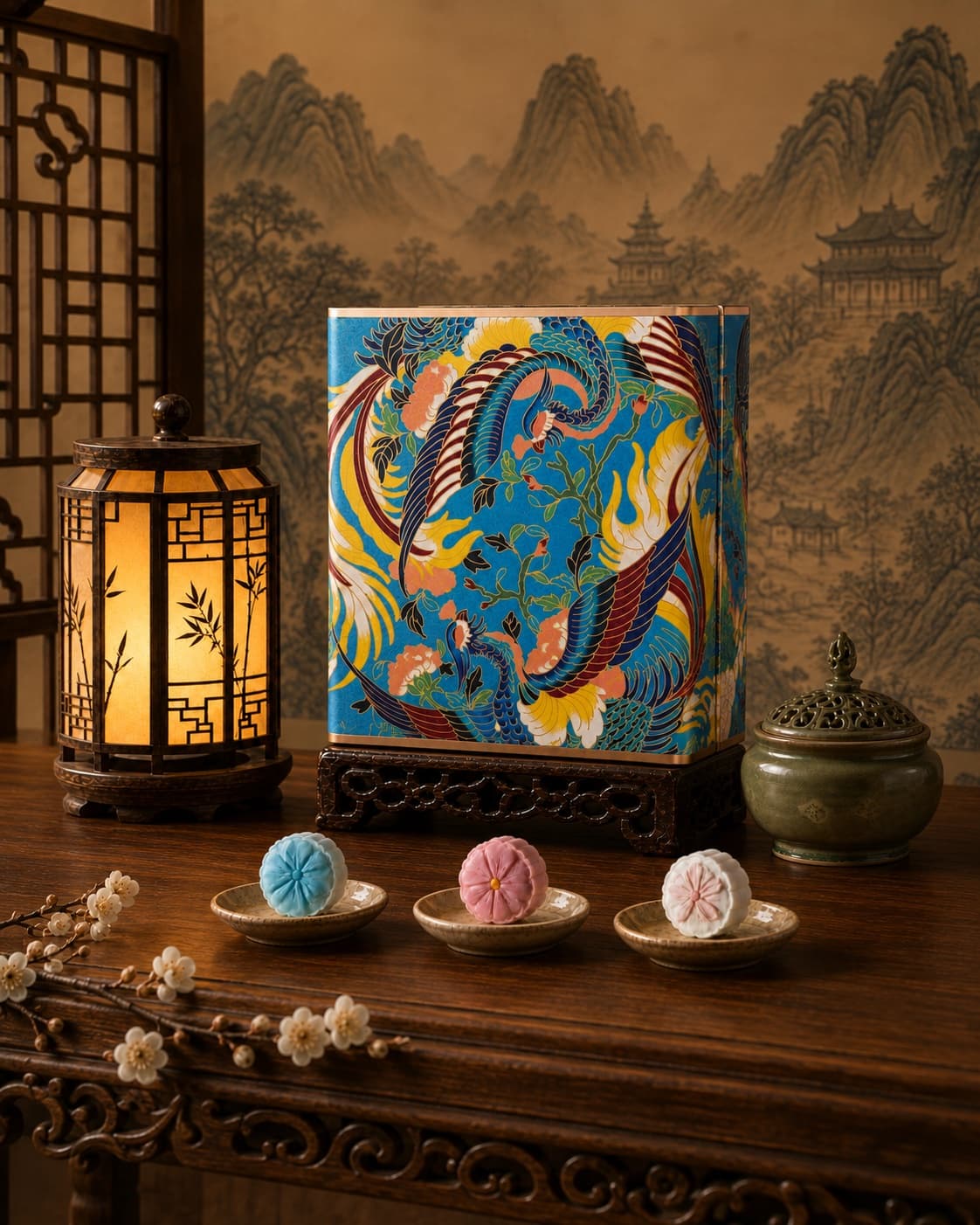Phoenix Moon Cake Gift Tin, wide lifestyle